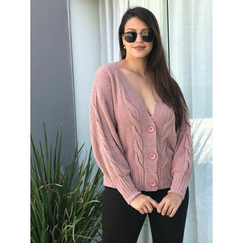 Casaco  cardigã suéter feminino tricô super quentinho com botão