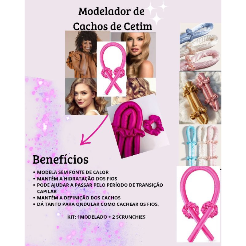 ✨ Kit Modelador de Cachos Curling Rod de Cetim + 2 Xuxinhas – Resultado Perfeito com Entrega Imediata! ✨ em Oferta na Shopee