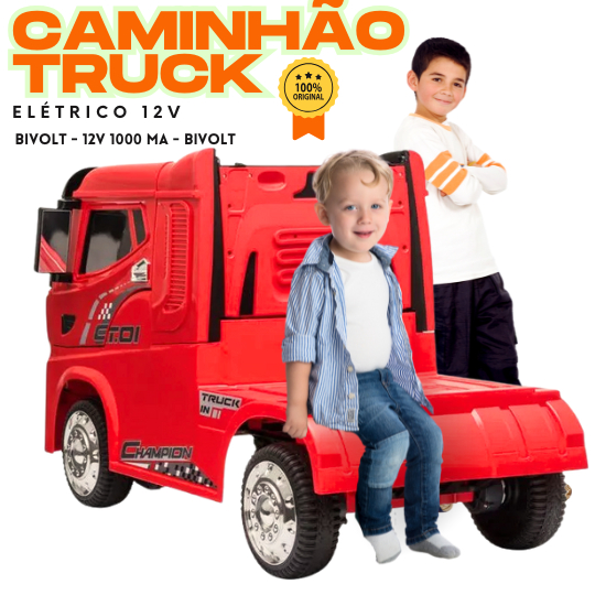 CAMINHÃO ELÉTRICO INFANTIL CAVALO MECÂNICO TRUCK 12V C/ CONTROLE REMOTO, MP3, USB, FARÓIS REALISTAS.