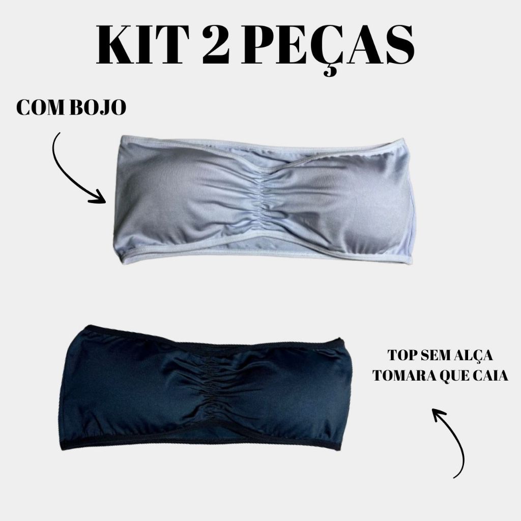 Kit 2 Sutiã Tomara Que Caia Top Faixa Bustiê Bojo Sem Alça Conforto Dia A Dia em Oferta na Shopee