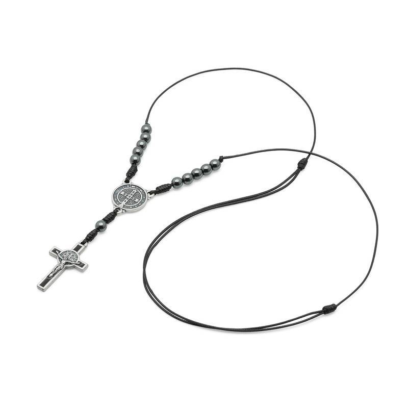 Colar Dezena Hematira 6mm São Bento Proteção Santo