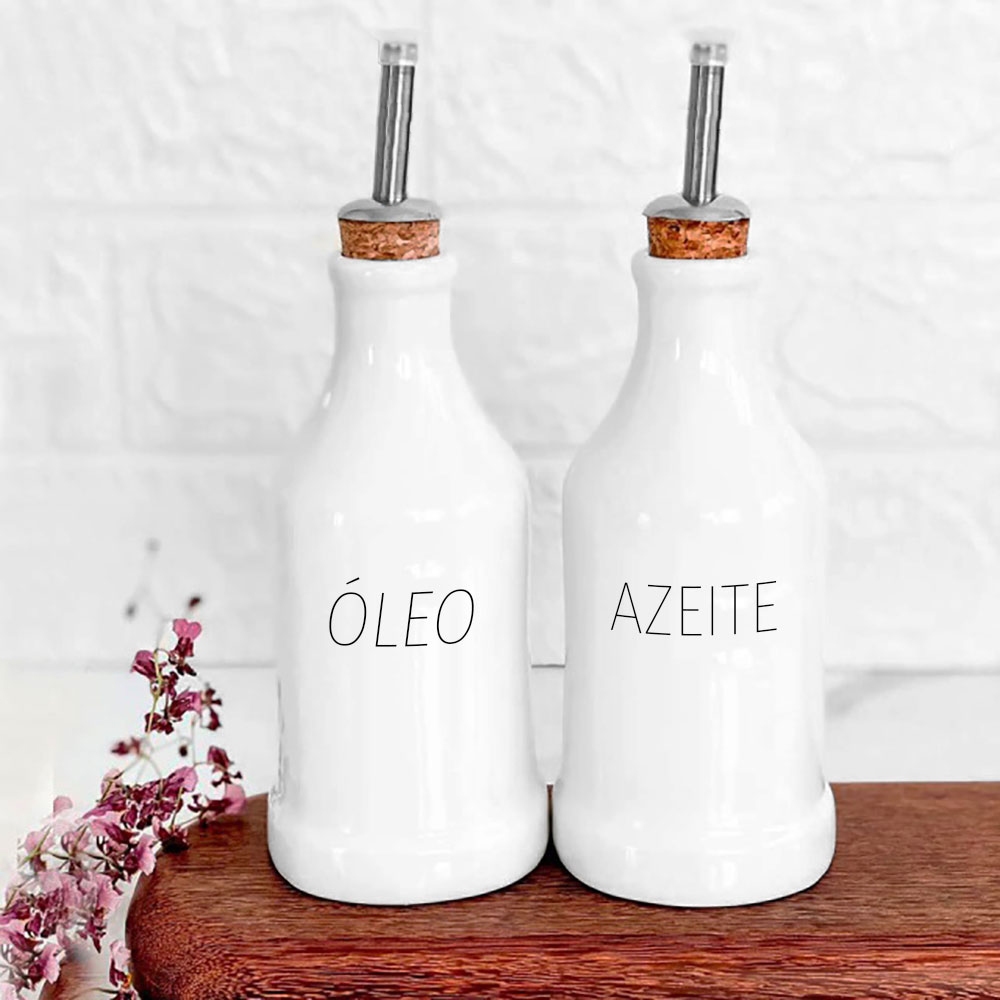 Garrafas Porcelana Galheteiro 270 ml Azeite E óleo
