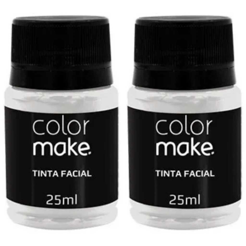 Kit 4 Tintas ColorMake 25ml (2 Pretas e 2 Brancas) – Maquiagem Artistica Hallowen Pintura