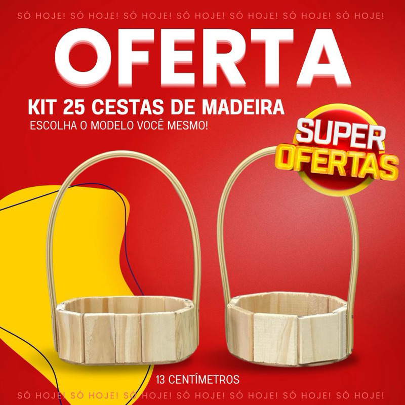 Kit 25 Cestas 13 cm de Madeira - decoração/arranjo/comemoracão/cosméticos/chocolates/pásco...
