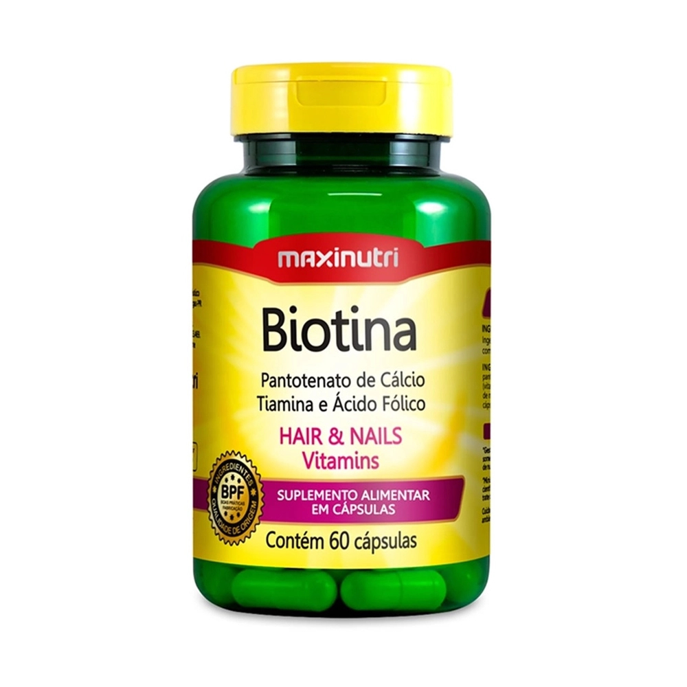 Biotina Cabelos Unhas e Vitaminas HAIR & SKIN 60 Cápsulas – Maxinutri Original em Oferta na Shopee