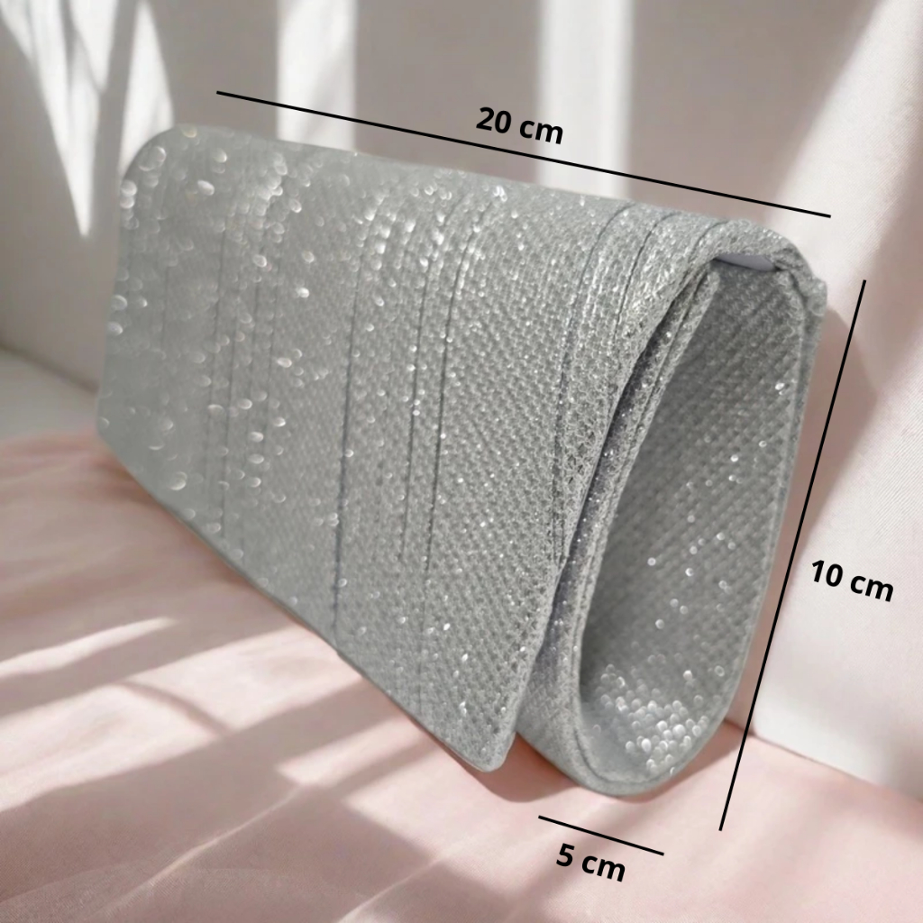 Bolsa Clutch de Festa Casamento com brilho de Carteira Feminina Transversal de Ombro — imagem 2 de 2