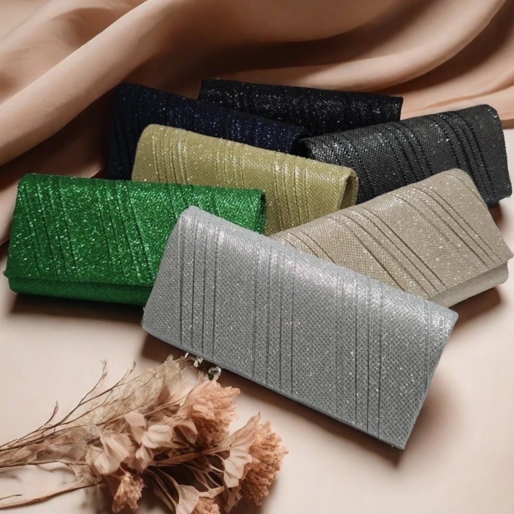 Bolsa Clutch de Festa Casamento com brilho de Carteira Feminina Transversal de Ombro