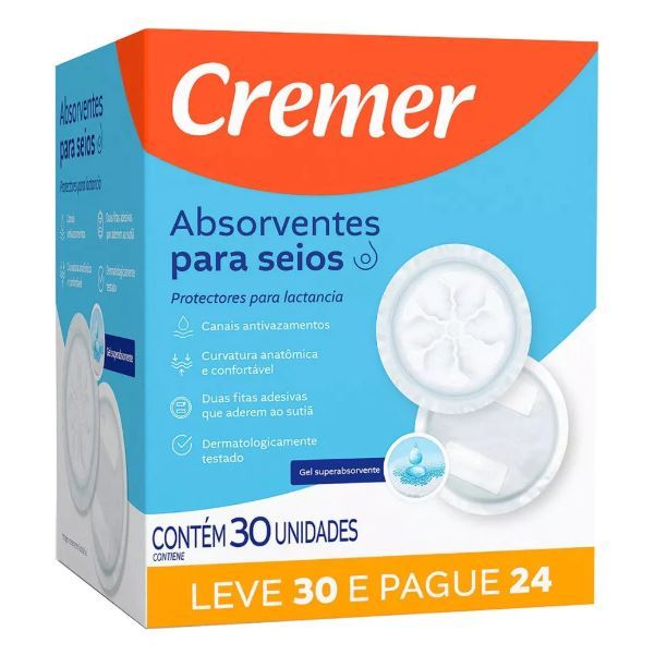 Absorvente de seios Cremer 30 unidades