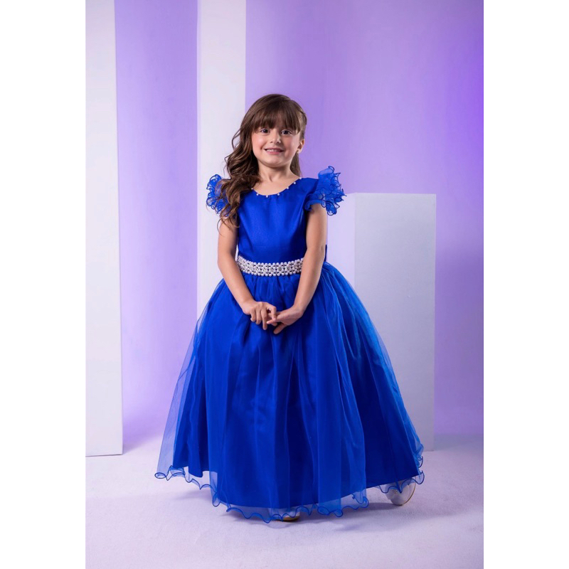 Vestido Marie Longo Amanda Azul Royal Menina Casamento Daminha