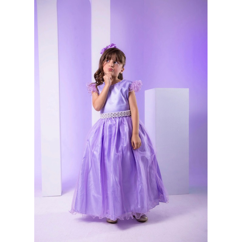 Vestido Marie Longo Amanda Lilas Menina Casamento Sofia Princesa
