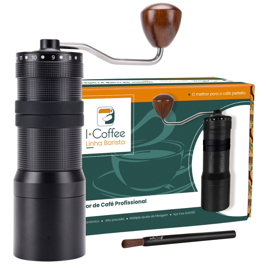 iCoffee Moedor Café Manual Moinho Em Aço Inox 40g Com Ajuste de Moagem