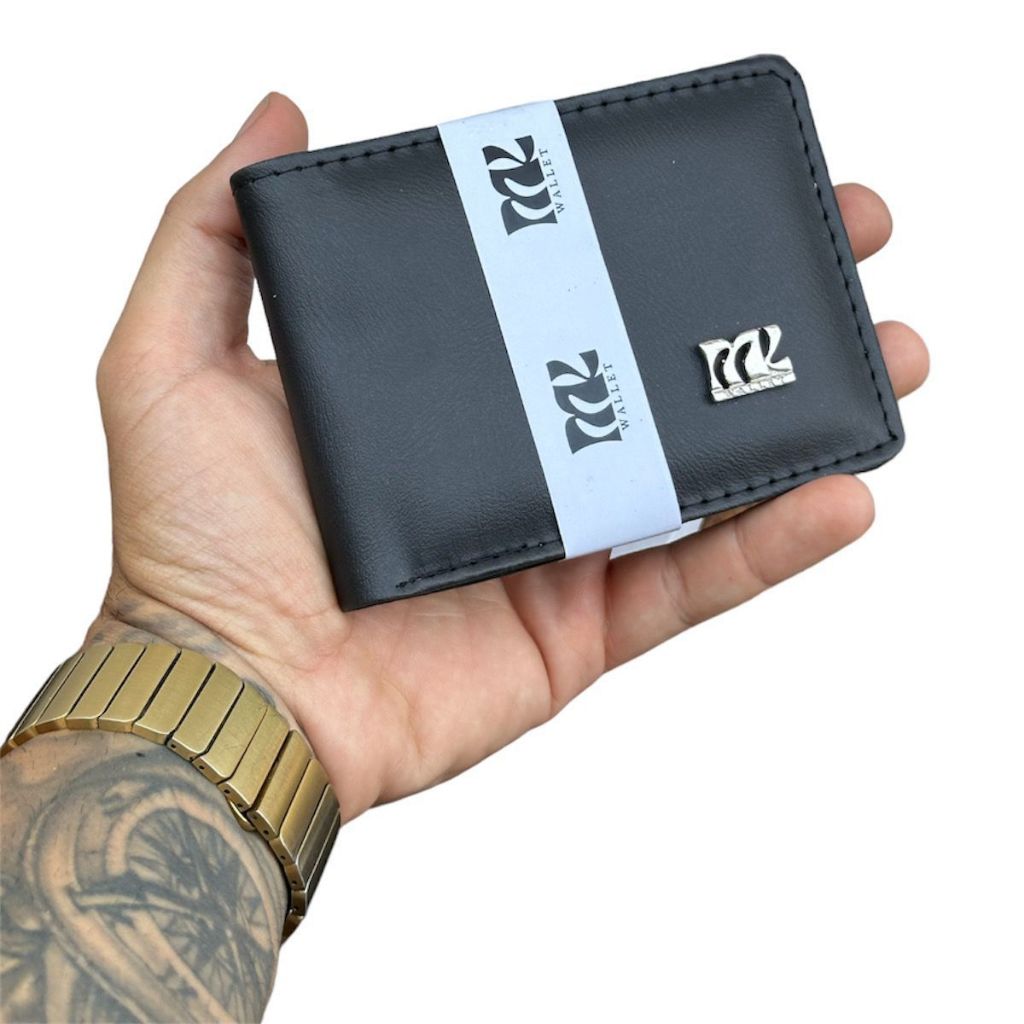 Carteira masculina de couro pequena na caixinha ótima qualidade porta cartões, moedas, notas e documentos