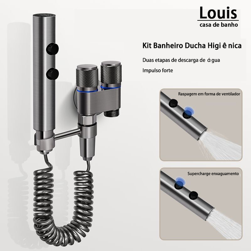 Louis Kit Ducha Higiênica Para Banheiro Duas Saídas De 1/2 Mm Com Registro Conjunto De Pulverizador · foto 2