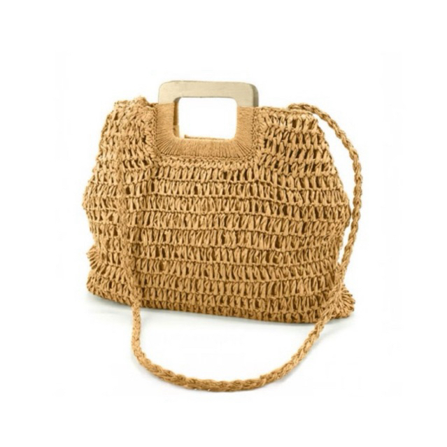Bolsa feminina de palha saco grande de praia de mão e com alça transversal verão praia piscina