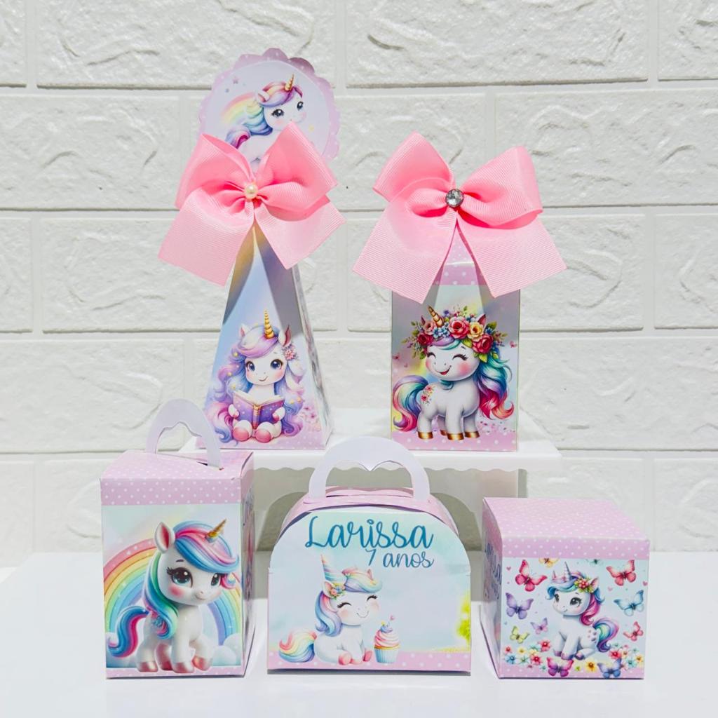 Kit Festa Unicórnio Personalizados - Lembrancinhas - Festa infantil - Aniversário / PEGUE E MONTE