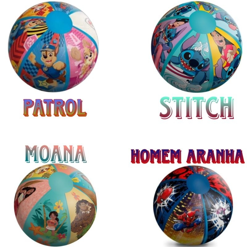 Bola Piscina Inflavel Infantil Stitch Patrulha Canina Moana2 Bola Piscina Praia Disversao 40cm
