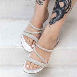 Sandália Feminina Rasteirinha Chinelo Tira de Strass Brilhosa Confortável em Oferta na Shopee