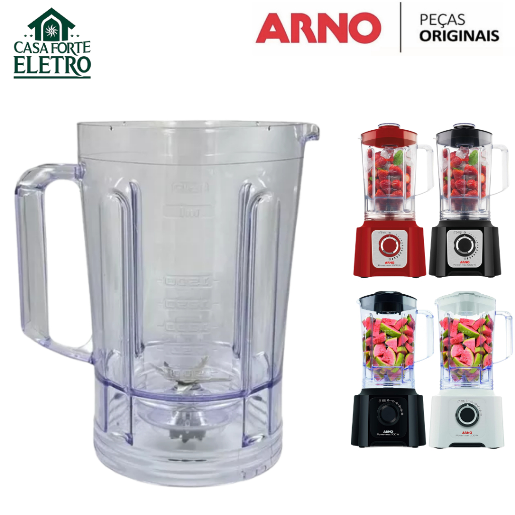 Copo Original Liquidificador Arno Power Max 1000w LN54 / LN55 - 700W LN50 / LN51 Faca de 6 lâminas  (Sem Tampa)