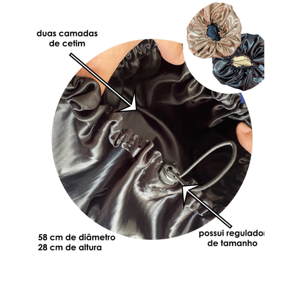 Kit 2 Toucas de Cetim Dupla Face Ajustável + Xuxinha