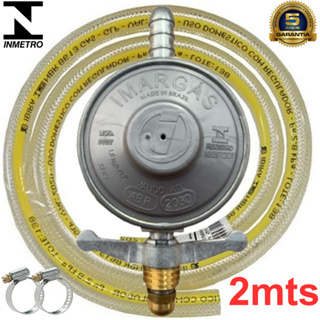 Kit Registro Regulador Gás de Cozinha para Botijão P13 Com Mangueira 2m e 2 Abraçadeiras em Oferta na Shopee