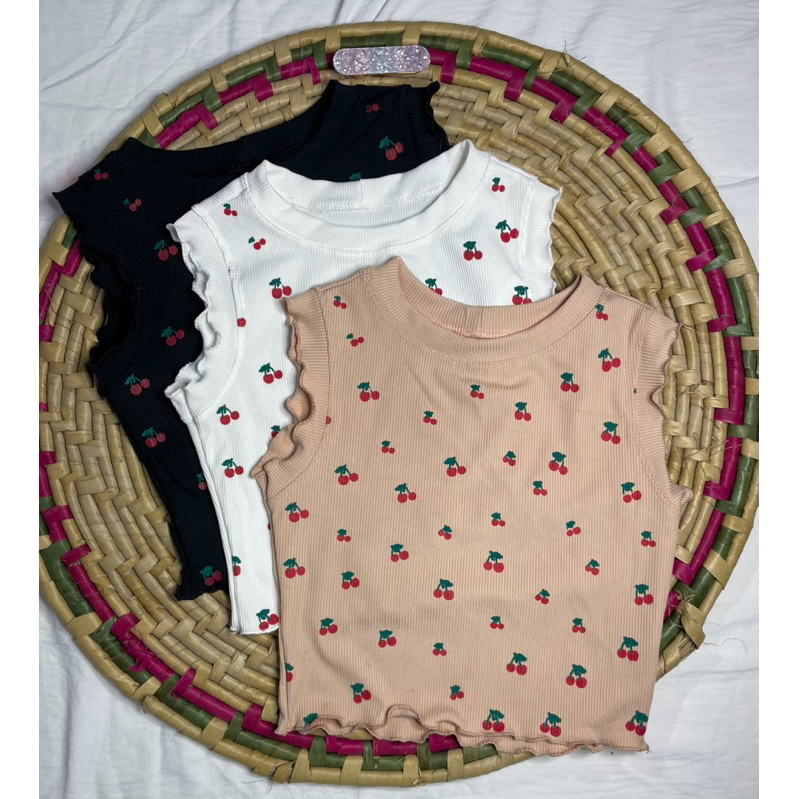 Regata Infantil Canelado estampado Cereja do 2 ao 10 - Moda Femenina infantil blogueirinha