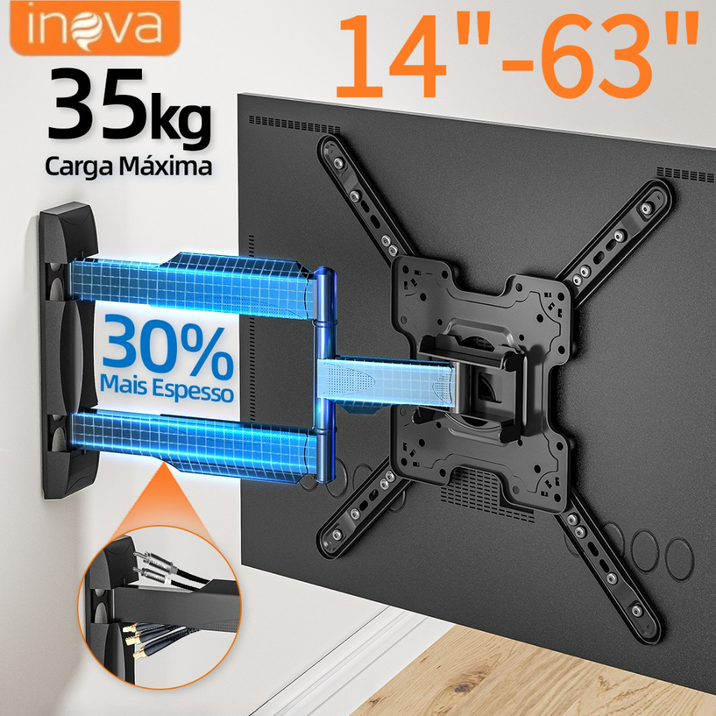 Inova Suporte TV Tri Articulado LCD LED PLASMA 14 A 63 Polegadas Parede Suporte multifuncional de TV Suporte Tv em Oferta na Shopee