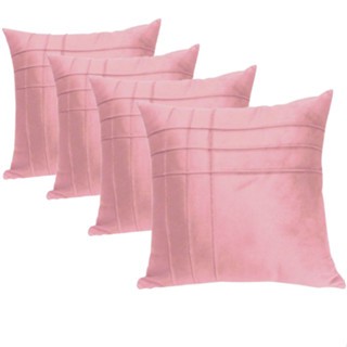 Kit 4 Capas de Almofada Suede 45x45cm Drapeada Decorativas Premium