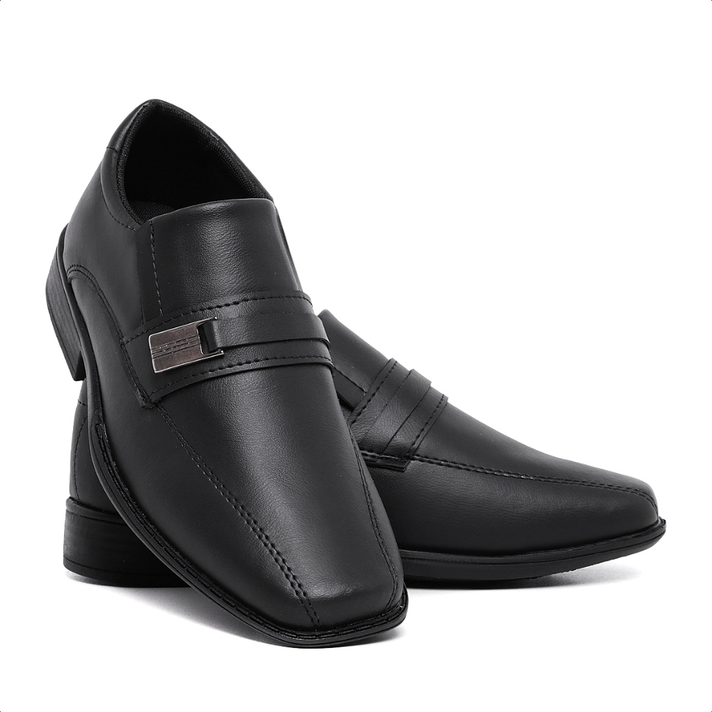 Sapato Social Infantil 445 Masculino Preto Para Casamento Formatura Pajem Moderno Menino