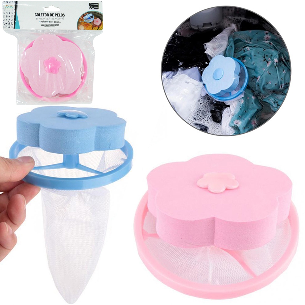 COLETOR DE CABELOS / PELOS DE PLASTICO BOIA DE EVA FLOR PARA MAQUINA DE LAVAR COLORS COMPOSIÇÃO: PLASTICO , TECIDO e EVA