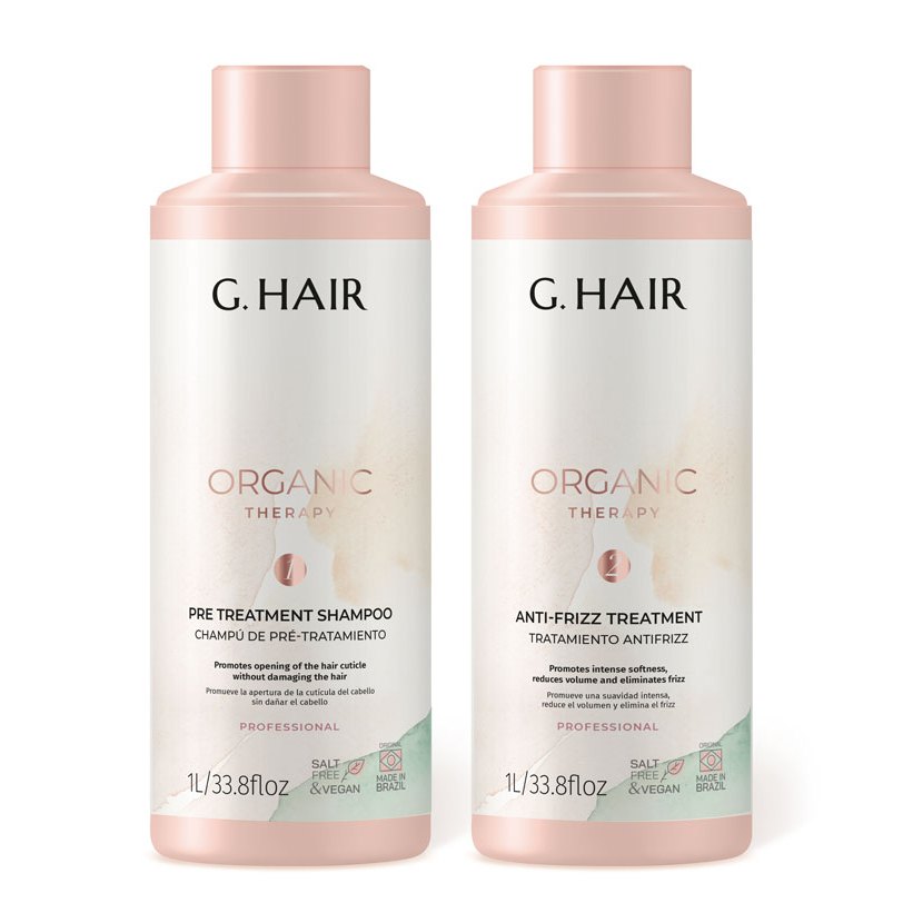 Kit GHair Inoar Terapia Orgânica  Passo 1 e 2 | Antifrizz, Brilho e Redução de Volume | Com Vitaminas