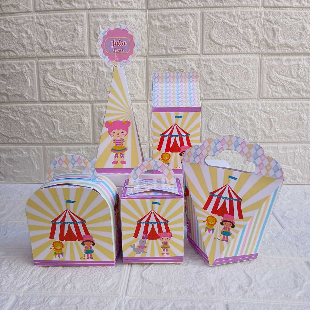 kit caixinhas personalizadas Circo Rosa/ Mimos, Lembrancinhas, Caixinhas, Infantil, Kit festa, Aniversario, Decoração.