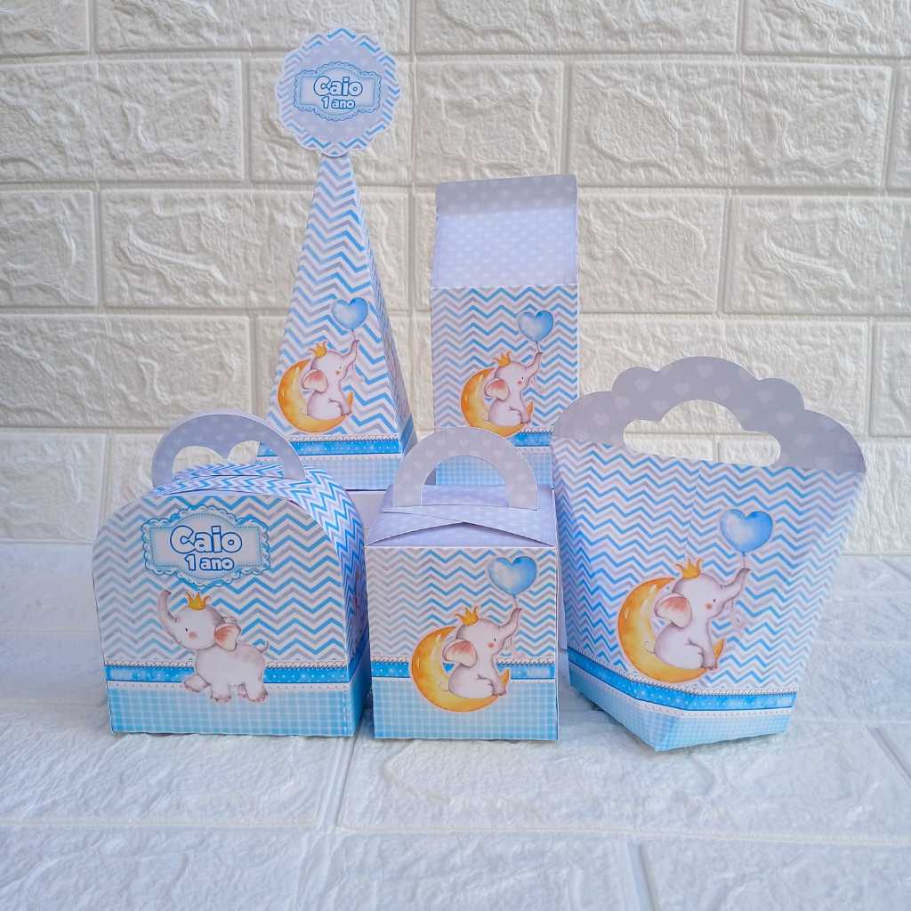 kit caixinhas personalizadas Elefante Azul/Mimos, Lembrancinhas, Caixinhas, Infantil, Kit festa, Aniversario, Decoração.