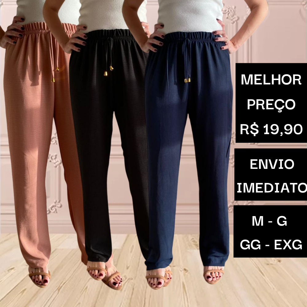 CALÇA PANTALONA flare soltinha feminina cintura alta tecido duna PLUS SIZE EXG