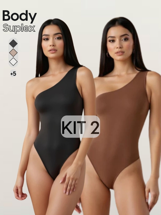 KIT 2 Body Feminino Suplex Mula Manca Com Forro Alça fina um Ombro Premium