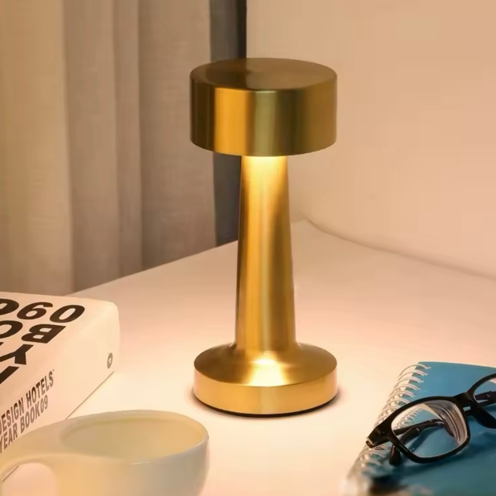 Luminária de Mesa Candeiro Dumbbell Touch de Quarto Luxuosa 3 Tons de Led