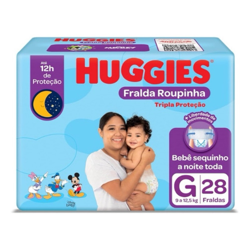 Fralda Roupinha Tripla Proteção Tamanho G e XG Com 28 e 24 Unidades - Huggies