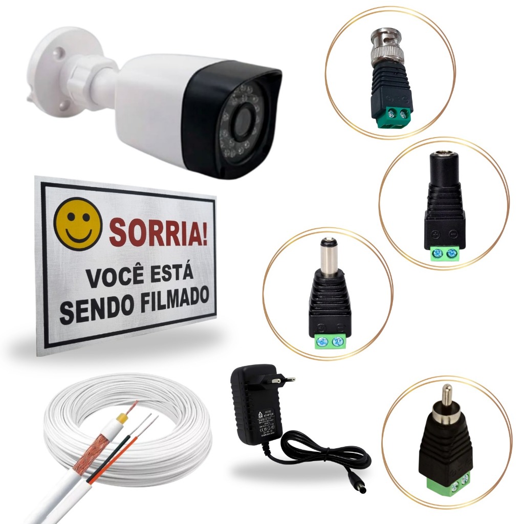 Kit Câmera de Segurança AHD Alta Definição com Cabos | Compatível com DVR
