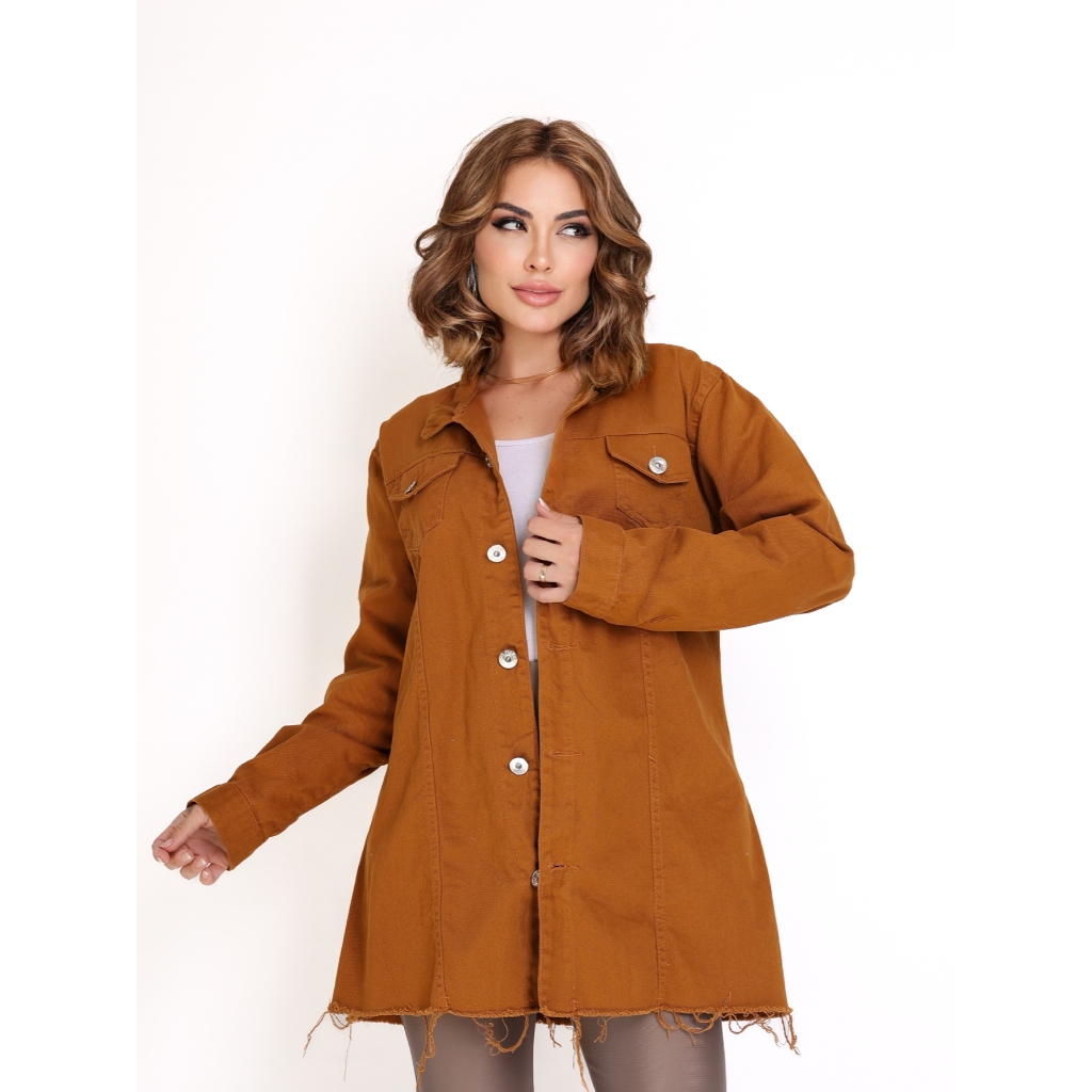 INFINITO MODA max jaqueta jeans manga longa \ Lançamento 2025 com barra moda feminina COLORIDOS em Oferta na Shopee