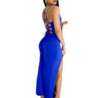 vestido longo canelado fenda na pernas e trancado nas costa luxo detalhes no bumbum em Oferta na Shopee