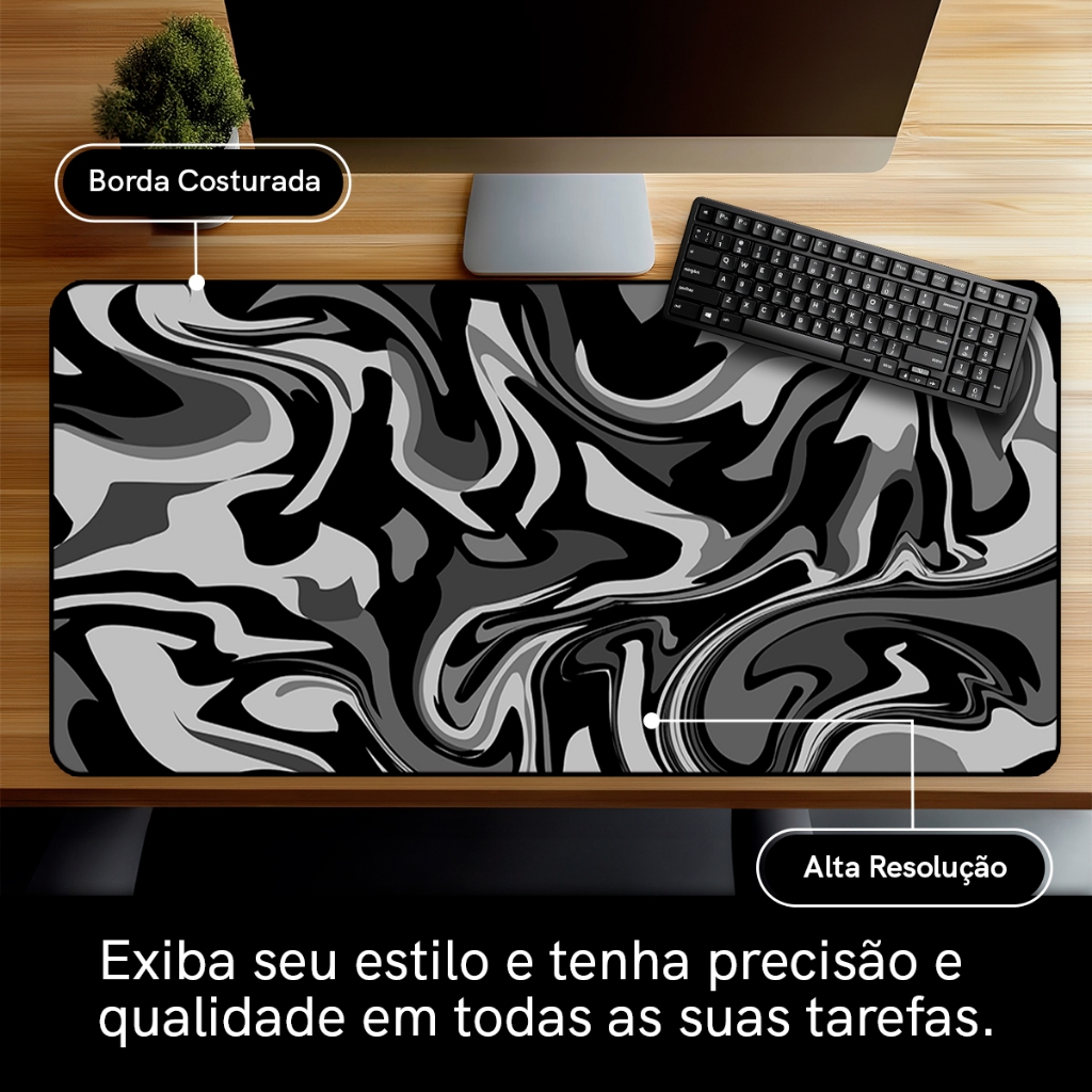 Detalhes do Mouse Pad Gamer Abstrato Antiderrapante Grande 70x35 80x35 90x40 90x50 cm Anime Borda Costurada