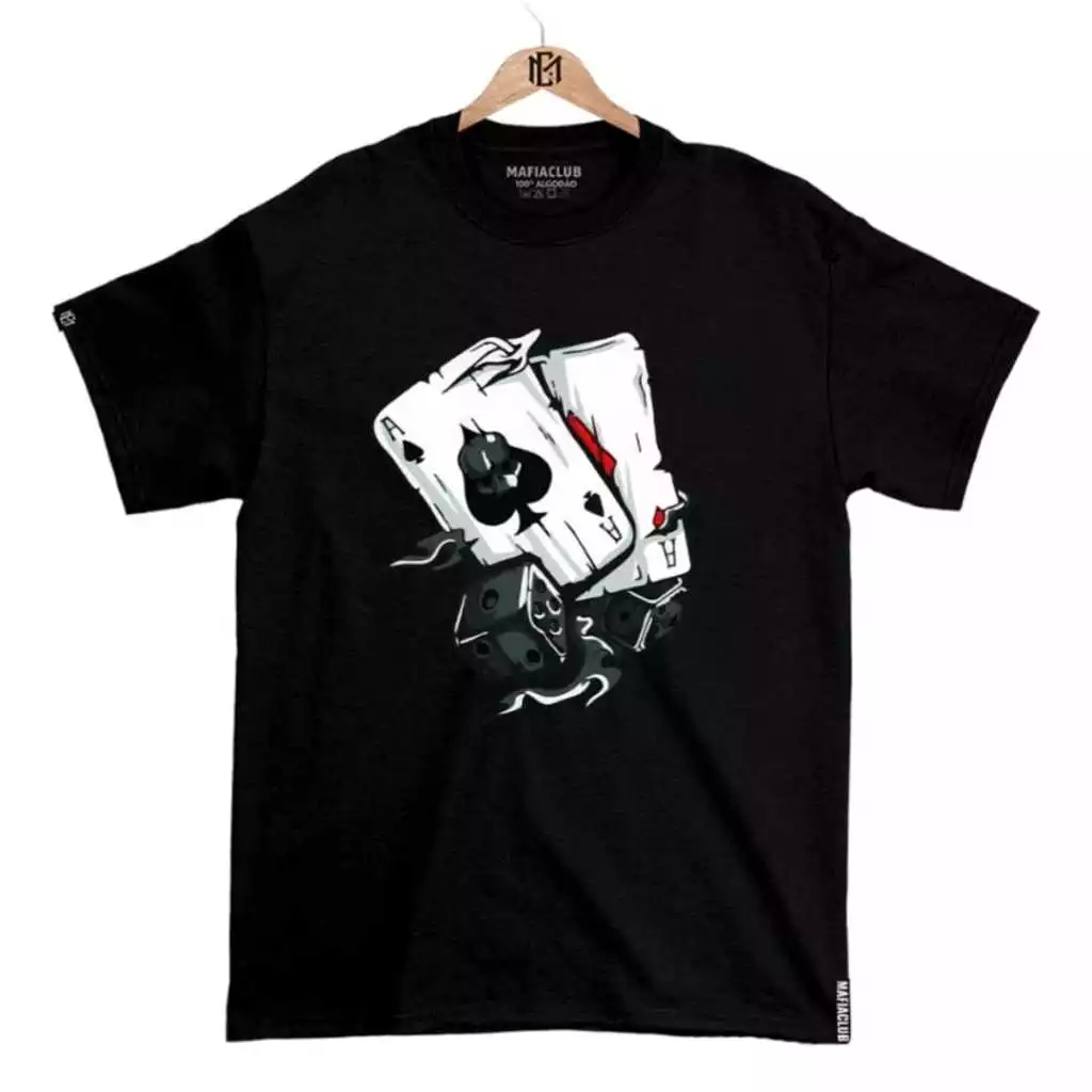 CAMISA CAMISETA BARALHO MAFIA CLUB UNISSEX 100% ALGODÃO ESTAMPA PREMIUM