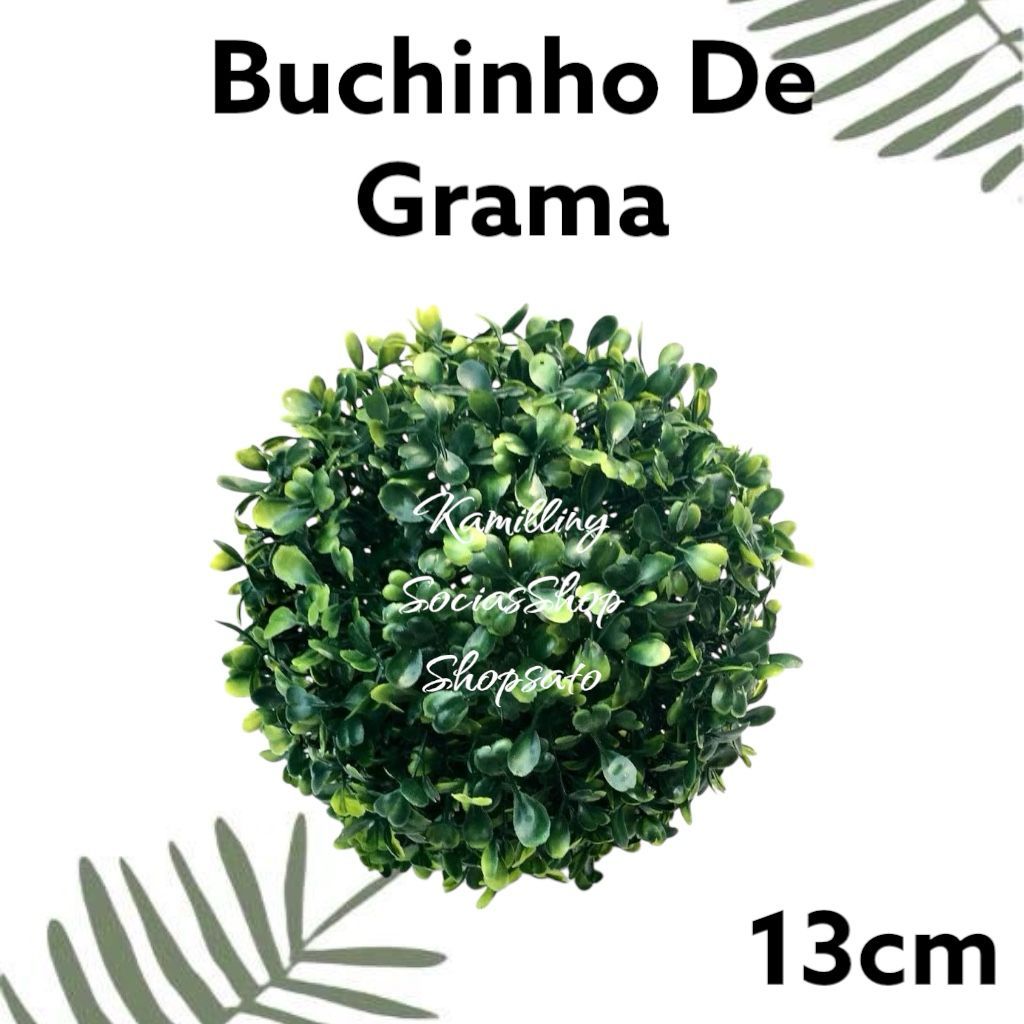 Kit 2 Bola de Grama Buchinho Artificial Decorativa 13cm Kit Bola Decoração Decoração Mesa Festa De Aniversário