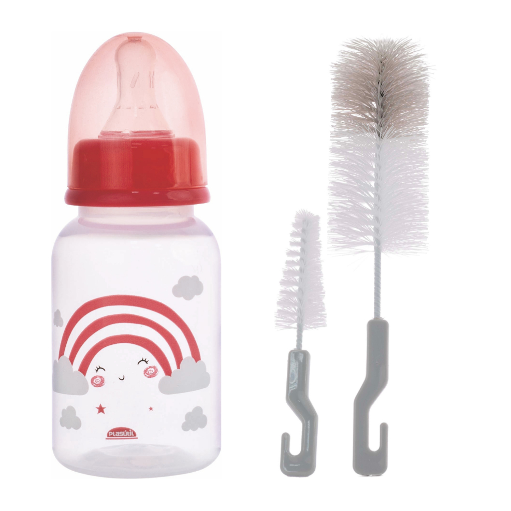 Kit Mamadeira Infantil 150ml E Escova De Limpeza Higienização Chuquinha Plasútil