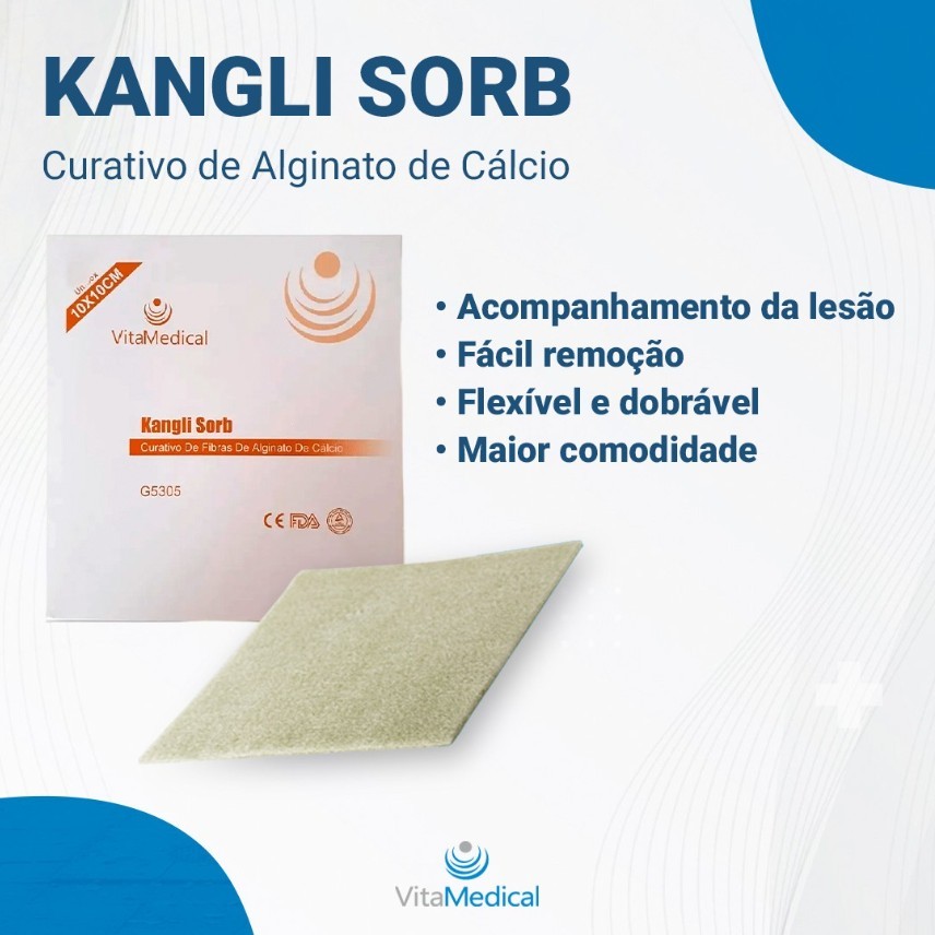 Kit Curativo De Alginato De Cálcio Cicatrização Pele Feridas Queimaduras Kangli Sorb [VITAMEDICAL]