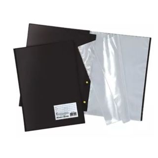 Pasta Catálogo Organizadora Preta A4 50 ou 100 Plásticos em Oferta na Shopee