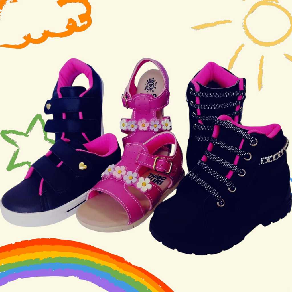 Combo 3 Pares Princesa Bota, sandália, Tênis Qualidade. em Oferta na Shopee