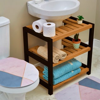 Móvel Pia Coluna Banheiro, Estante para Banheiro Pia Coluna, Gabinete, Envernizado Acabamento PLUS em Oferta na Shopee