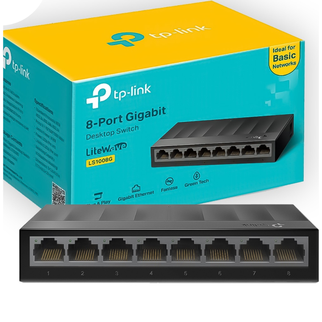 Switch de Mesa Desktop 8 Portas Gigabit 10/100/1000 Mbps Lan Ethernet Tplink Lite Wave