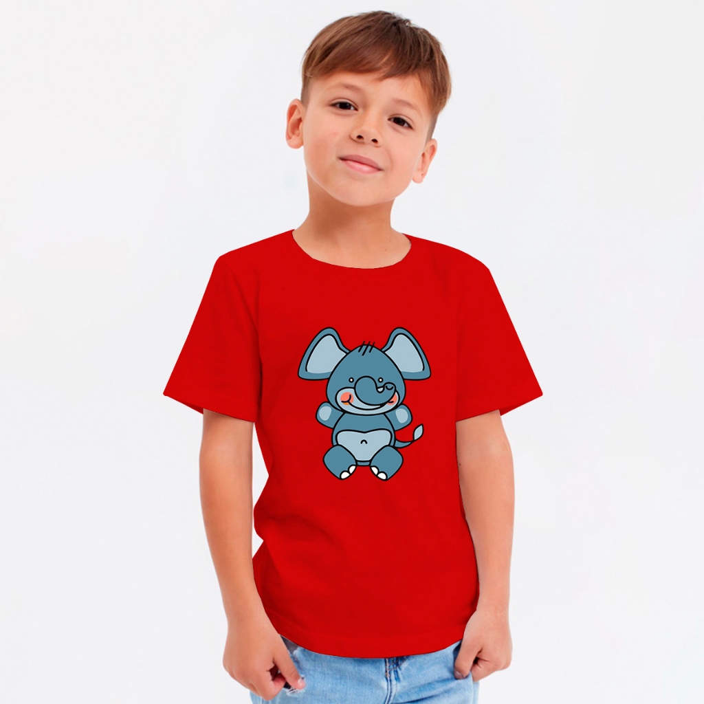 Camisa Infantil Masculina T-shirt Kids Elefante Desenho Animado Camiseta Para Crianças