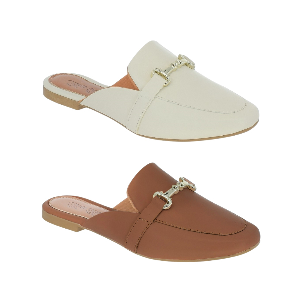 Mule Kit 2 Pares Sapato Sapatilha Bico Quadrado Rasteira 132 em Oferta na Shopee